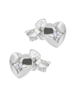 Heart CZ Star Silver Stud Earring STS-7064